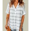 Azura Exchange Striped Print V Neck Shirt with Slits – S