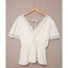 Azura Exchange Lace Splicing V Neck Blouse – M