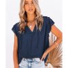 Azura Exchange Tiered Ruffled Drawstring V Neck Top – M