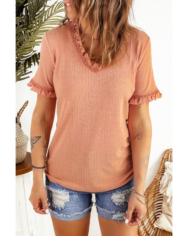 Azura Exchange Frill V Neck T-shirt – 2XL