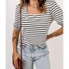 Azura Exchange Puff Sleeve Striped Top – 2XL