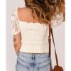 Azura Exchange Lace Mesh Crochet Patchwork Shirred Blouse – L