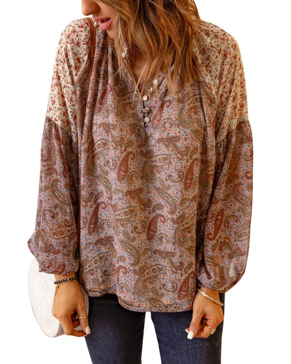 Azura Exchange Paisley Pattern Floral Patch Blouse – 2XL