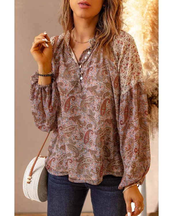 Azura Exchange Paisley Pattern Floral Patch Blouse – 2XL