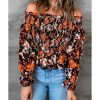 Azura Exchange Floral Off-The-Shoulder Smocked Top – 2XL