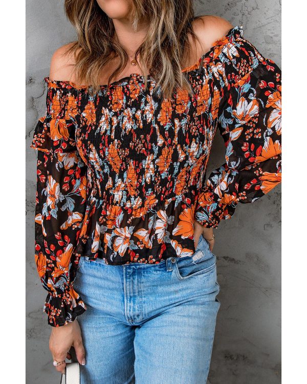 Azura Exchange Floral Off-The-Shoulder Smocked Top – 2XL