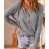 Azura Exchange Waffle Knit Henley Top – L