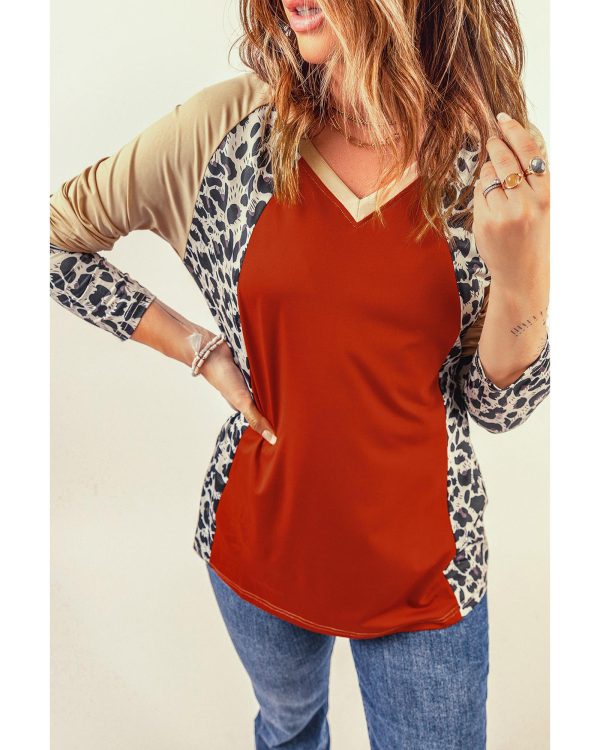 Azura Exchange Leopard V Neck Long Sleeve Top – 2XL