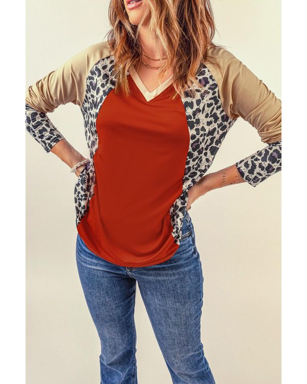 Azura Exchange Leopard V Neck Long Sleeve Top – 2XL