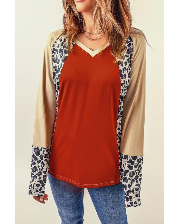 Azura Exchange Leopard V Neck Long Sleeve Top – 2XL