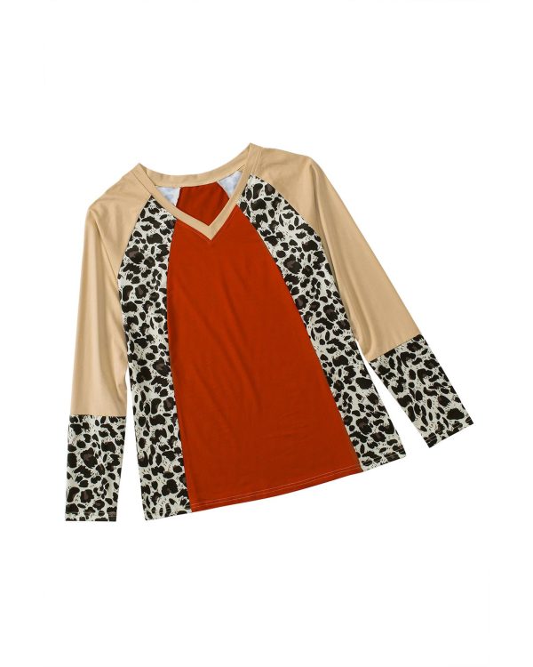 Azura Exchange Leopard V Neck Long Sleeve Top – 2XL