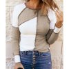 Azura Exchange Color Block Rib Knit Top – 2XL