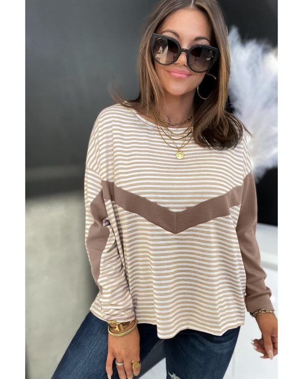 Azura Exchange Patchwork Striped Long Sleeve Top – L