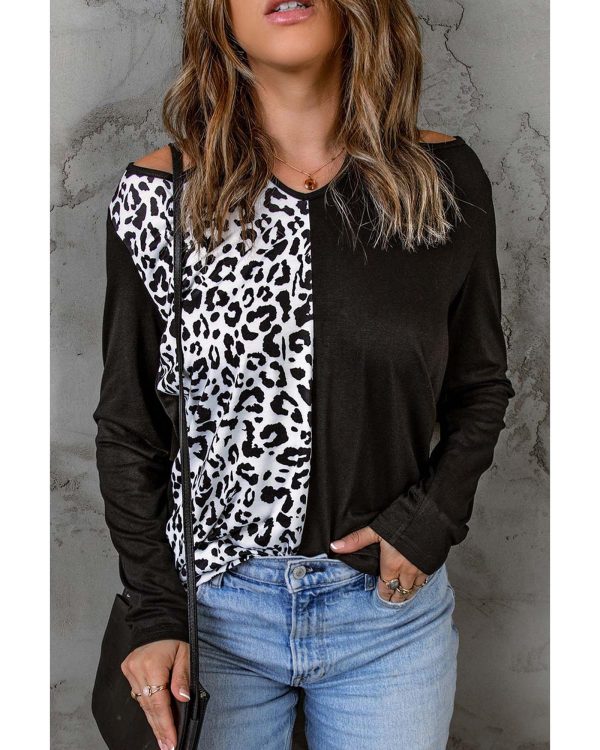 Azura Exchange Leopard Cut Out Long Sleeve Top – L