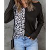 Azura Exchange Leopard Cut Out Long Sleeve Top – L