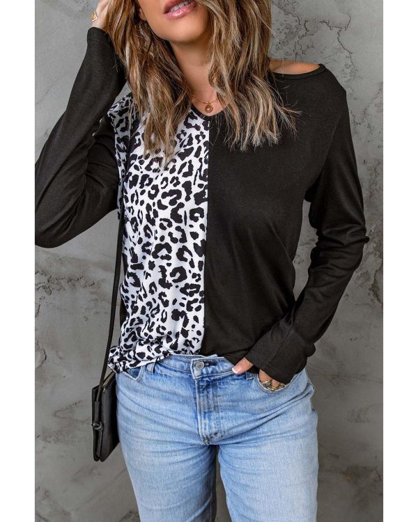 Azura Exchange Leopard Cut Out Long Sleeve Top – L