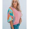 Azura Exchange Color Block Bubble Sleeve Top – 2XL