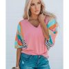 Azura Exchange Color Block Bubble Sleeve Top – 2XL