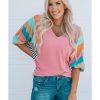 Azura Exchange Color Block Bubble Sleeve Top – 2XL