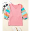 Azura Exchange Color Block Bubble Sleeve Top – 2XL