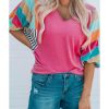 Azura Exchange Bubble Sleeve Stripe Color Block Top – M