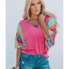 Azura Exchange Bubble Sleeve Stripe Color Block Top – M