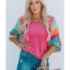 Azura Exchange Bubble Sleeve Stripe Color Block Top – M