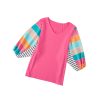 Azura Exchange Bubble Sleeve Stripe Color Block Top – M