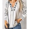 Azura Exchange Embroidered Split Neck Blouse – S