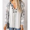 Azura Exchange Embroidered Split Neck Blouse – S