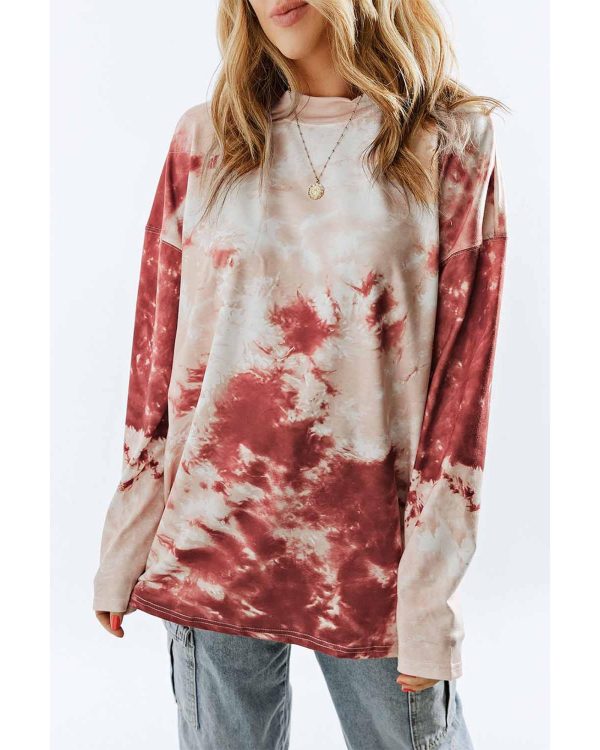 Azura Exchange Tie Dye Long Sleeve Crew Neck Top – L