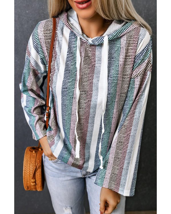 Azura Exchange Striped Textured Knit Hoodie – L