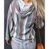 Azura Exchange Striped Textured Knit Hoodie – L