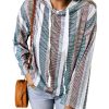 Azura Exchange Striped Textured Knit Hoodie – L