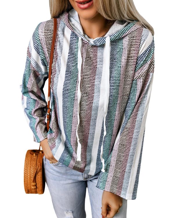 Azura Exchange Striped Textured Knit Hoodie – L