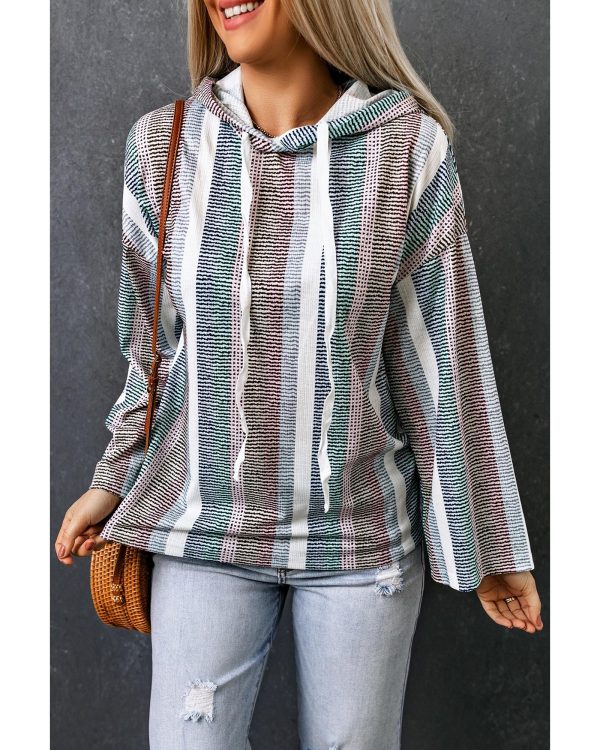 Azura Exchange Striped Textured Knit Hoodie – L