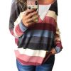 Azura Exchange Striped Mesh Splicing Round Neck Long Sleeve Top – L