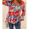 Azura Exchange Paint Print Ruffled Detail Loose Blouse – L