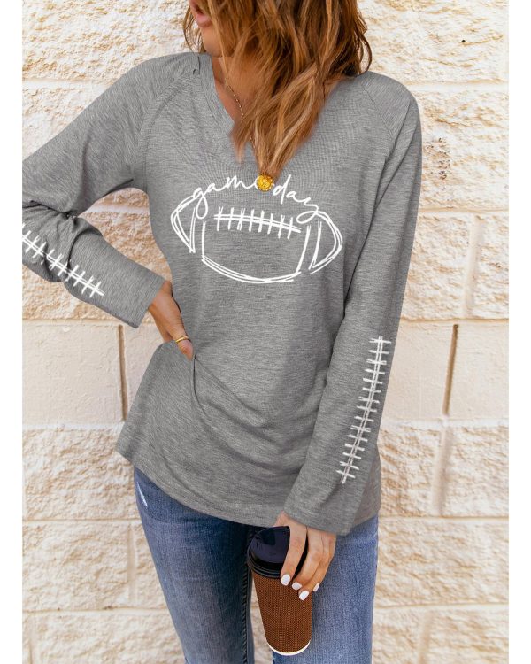 Azura Exchange Game Day Soccer Graphic Print Long Sleeve Top – M