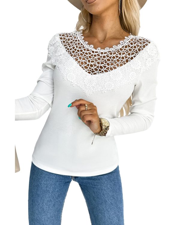 Azura Exchange Crochet Detail Long Sleeve Top – 2XL