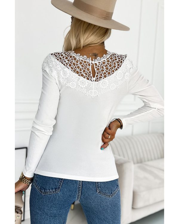 Azura Exchange Crochet Detail Long Sleeve Top – 2XL