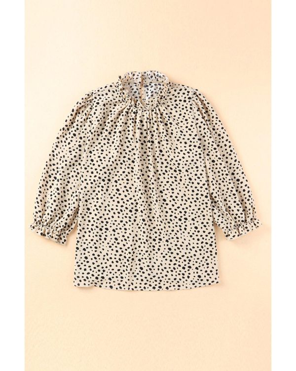 Azura Exchange Frilled Neck Cheetah Blouse – L