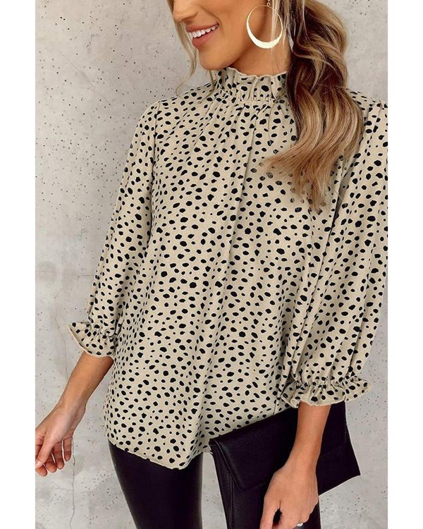 Azura Exchange Frilled Neck Cheetah Blouse – L