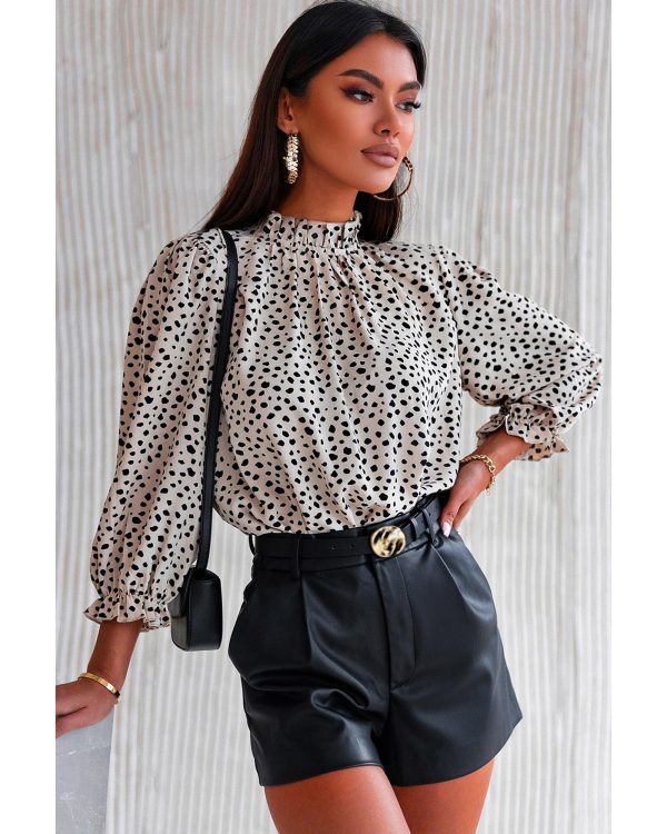 Azura Exchange Frilled Neck Cheetah Blouse – L