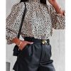 Azura Exchange Frilled Neck Cheetah Blouse – L