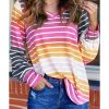 Azura Exchange Gradient Striped Long Sleeve V-Neck Blouse – L