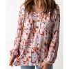 Azura Exchange Pattern Print Ruffled Pleated Long Sleeve Blouse – 2XL