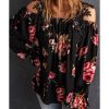 Azura Exchange Lace Patchwork Cold Shoulder Blouse – M