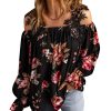 Azura Exchange Lace Patchwork Cold Shoulder Blouse – M