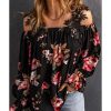 Azura Exchange Lace Patchwork Cold Shoulder Blouse – M